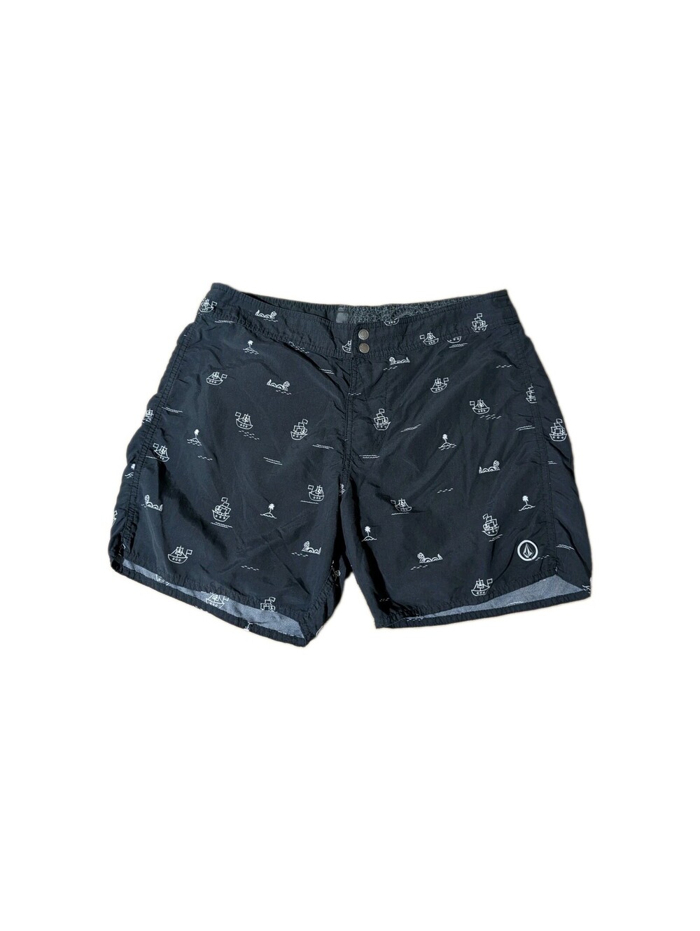 Volcom Men's VintageStyle Ving Vang Boardshorts Size 32 Pirate Theme! Swim Beach